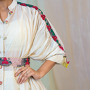 Chanderi Silk Kaftan Shirt | Embroidered | Off White