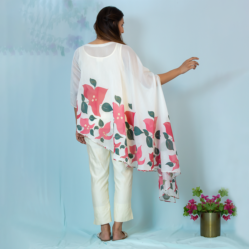 Chanderi Silk Drape Shirt | Off White