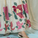 Chanderi Silk Tiered Skirt Dress | 3D Embroidered | Off White
