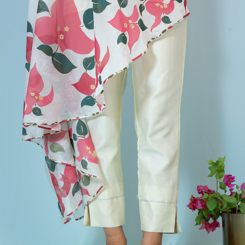 Chanderi Silk Drape Shirt | Off White