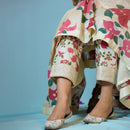 Chanderi Silk Printed Pants | Off White