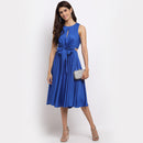 Tencel Tie-Up Skater Dress | Blue