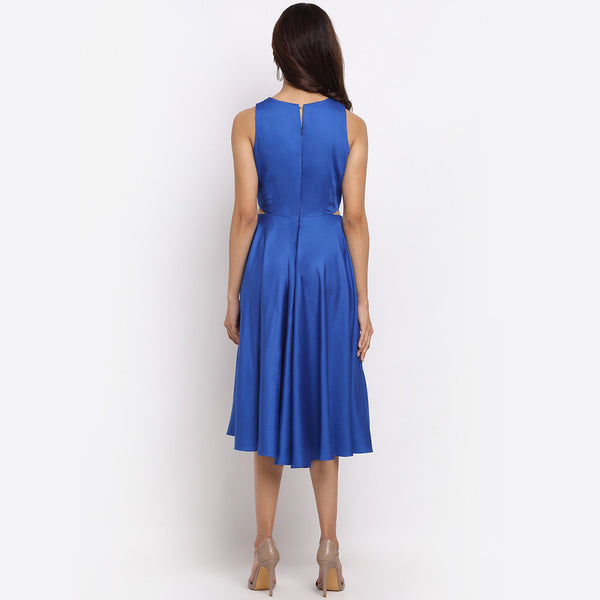 Tencel Tie-Up Skater Dress | Blue