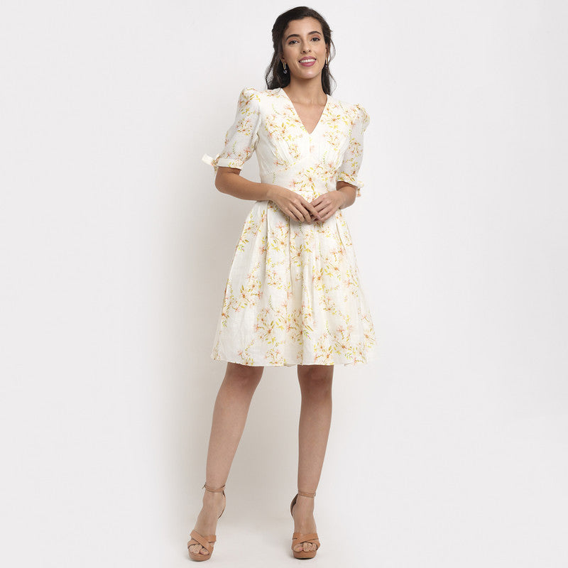 Tencel Printed Dress | Off White