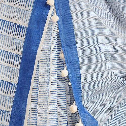 Mul Cotton Saree | Handblock Printed | Blue