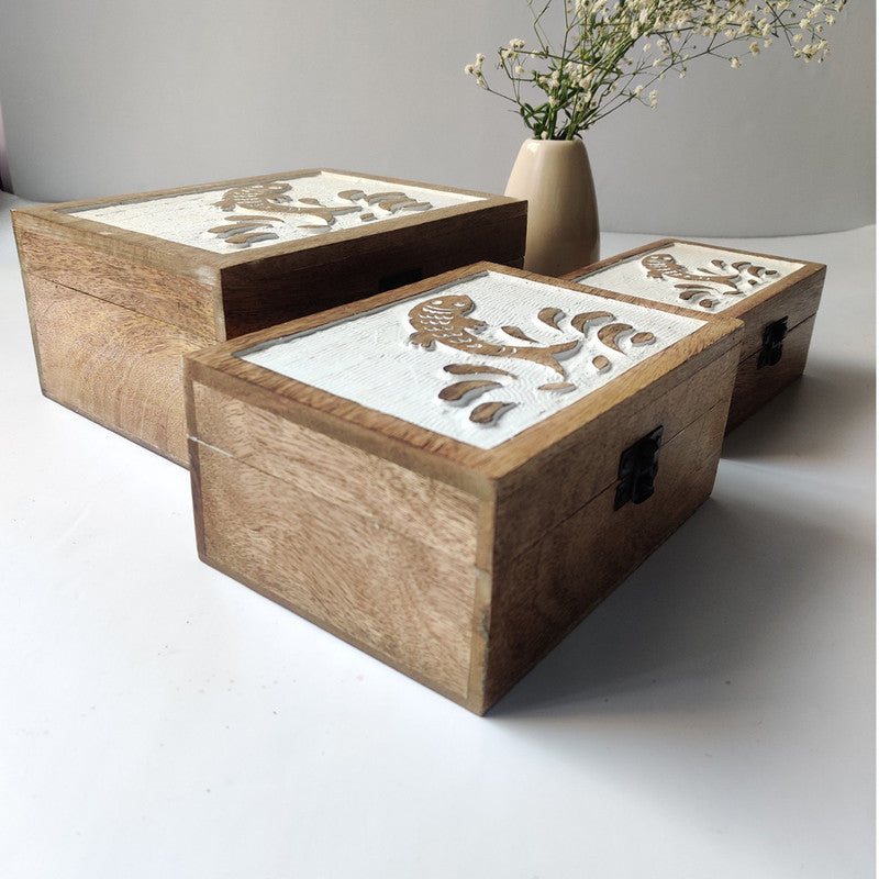 Wooden Jewellery Box | Mango Wood | Set of 3