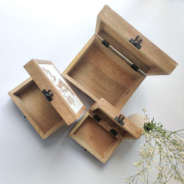 Wooden Jewellery Box | Mango Wood | Set of 3