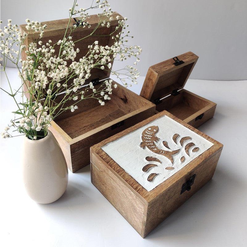 Wooden Jewellery Box | Mango Wood | Set of 3