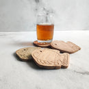 Wooden Coasters | Mango Wood | Fish Shaped | Brown | Set of 4