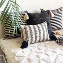 Pure Cotton Striped Single Cushion Cover | Black & Off-White