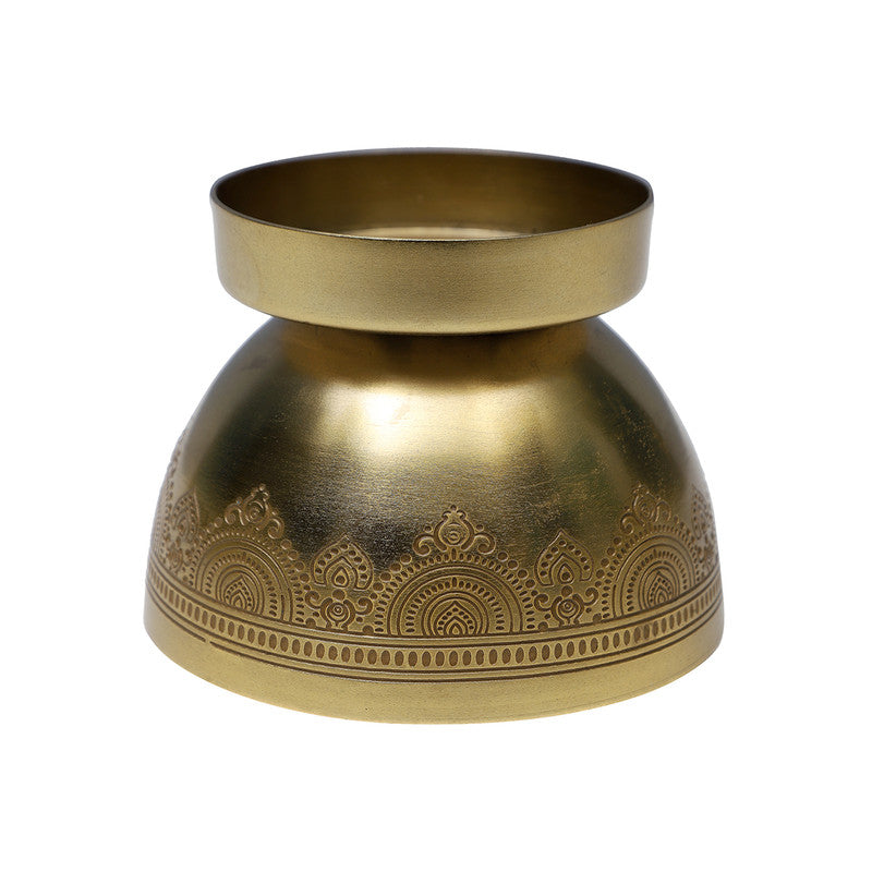 Brass Plated Metal Candle Stand