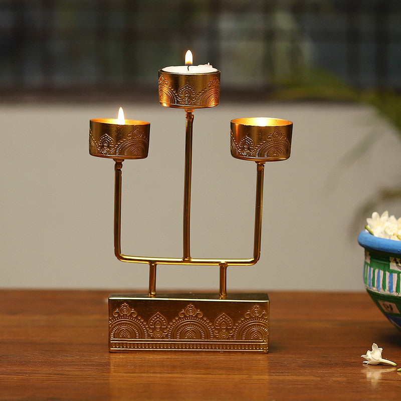 Brass Plated T Light Stand