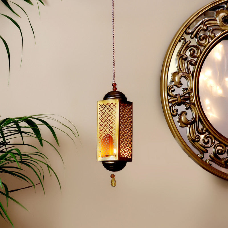 Metal Hanging Tlight Holder | Antique Gold