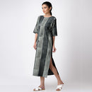 Cotton Straight Dress | Handblock Printed | Black & White