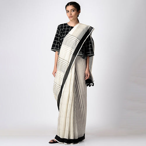 Mul Cotton Sarees | Handblock Printed | White