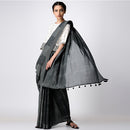 Mul Cotton Saree | Handblock Printed | Black