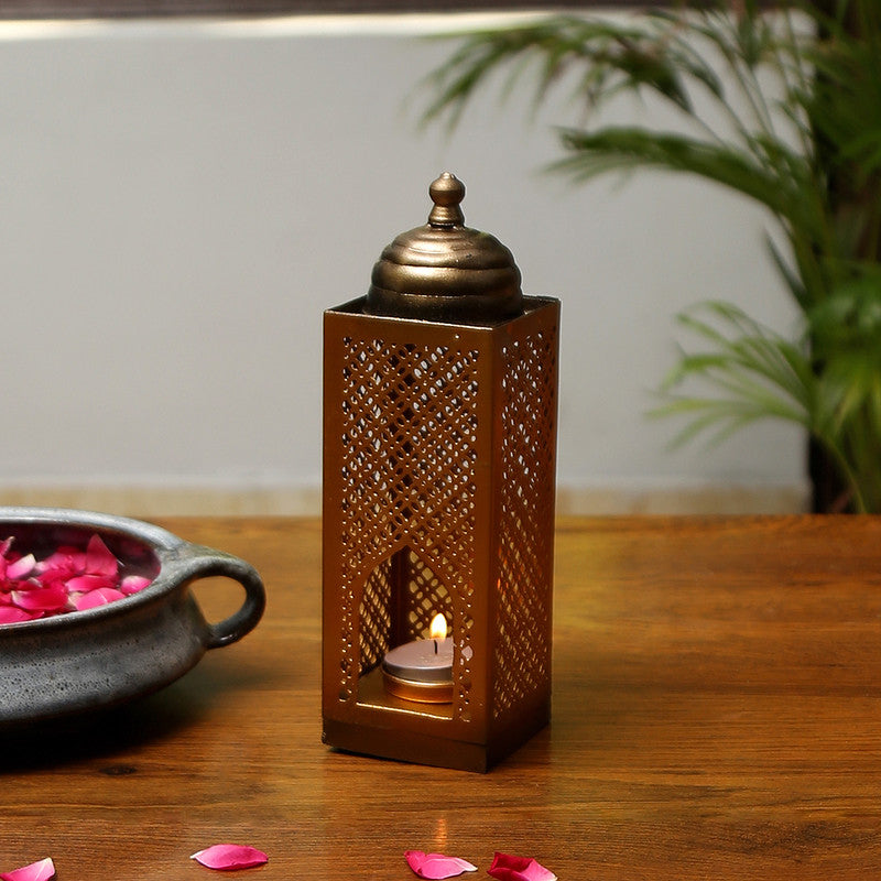 Metal Square Table Tlight Holder | Gold Finish