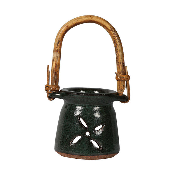 Studio Pottery Diffuser With Cane Handle | Green