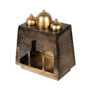 Metal Pooja Mandir for Home | Antique Gold Finish