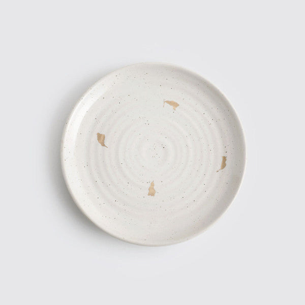 Handcrafted Ivory Stoneware with 24 Carat Gold Ganga Quarter Plate