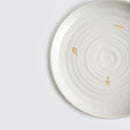 Handcrafted Ivory Stoneware with 24 Carat Gold Ganga Quarter Plate