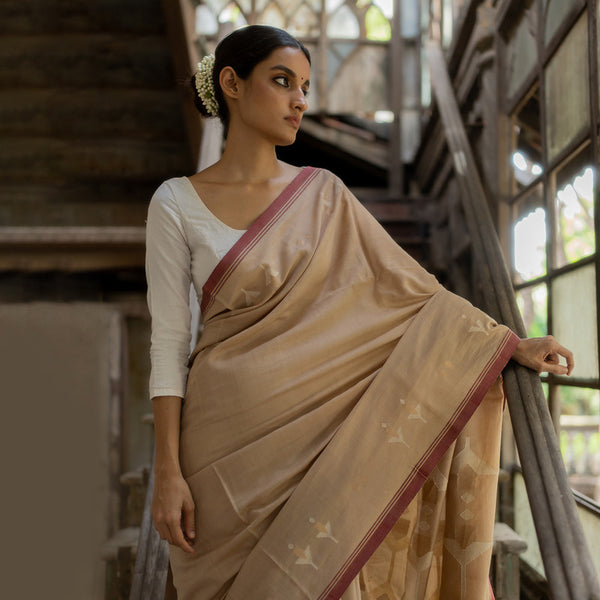 Silk Saree | Handwoven Saree | Taupe