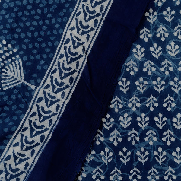 Mulmul Cotton Bagru Saree | Paisley Dabu Hand Block Print | Indigo