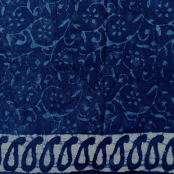 Mulmul Cotton Saree | Hand Block Print | Indigo