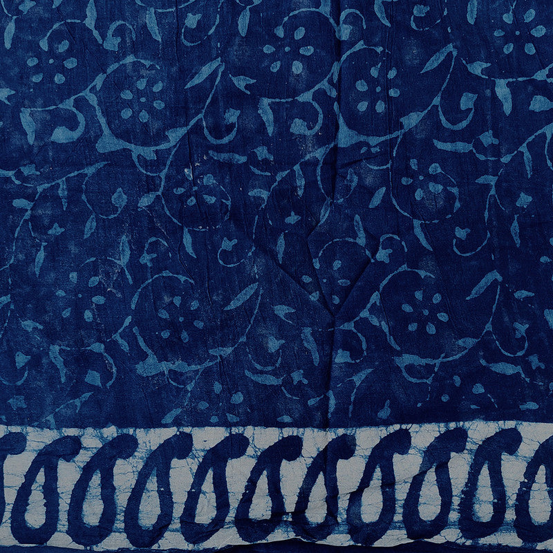 Mulmul Cotton Saree | Hand Block Print | Indigo