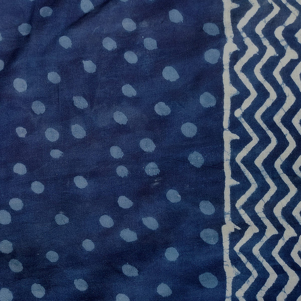 Mulmul Cotton Saree | Dabu Hand Block Print | Indigo