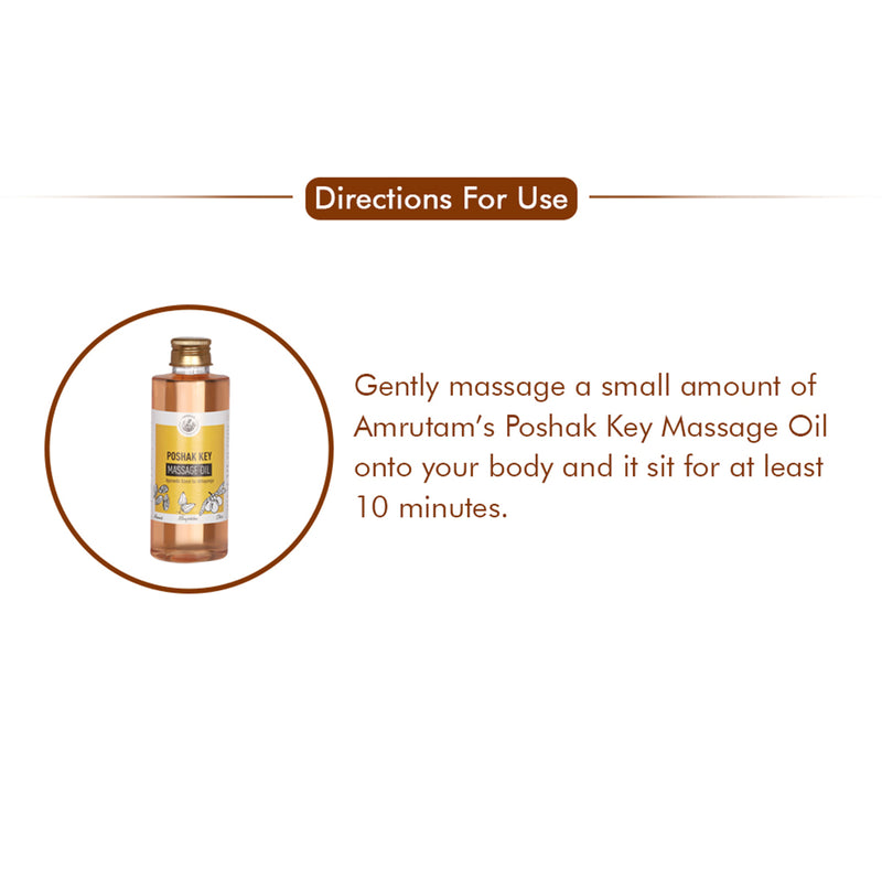 Amrutam Poshak Key Massage Oil | Skin Treatment | 200 ml