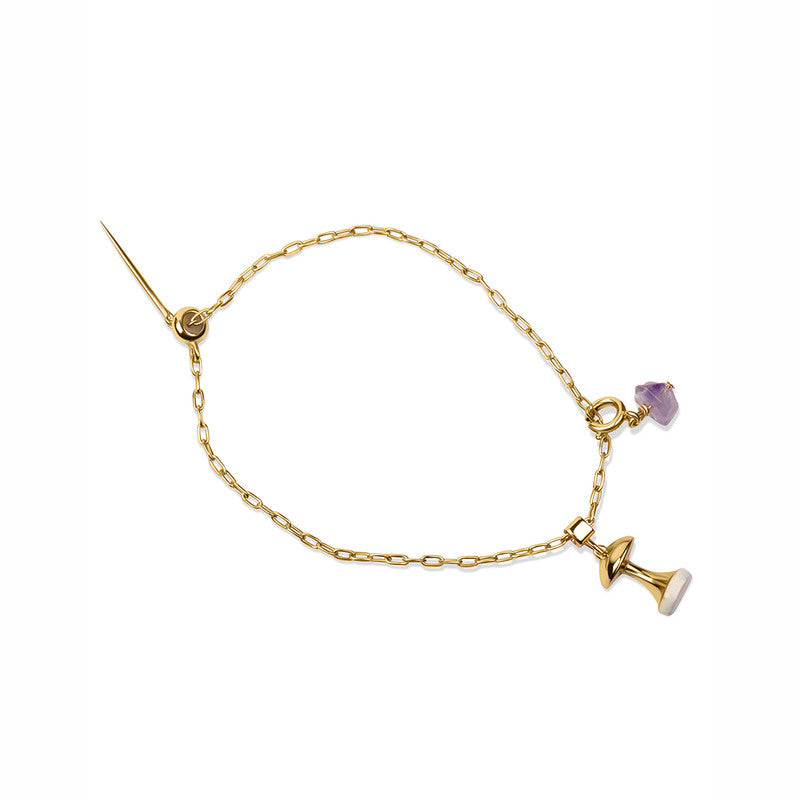 Brass Bracelet With Charms | Mush-Roomy| 18K Gold Plated