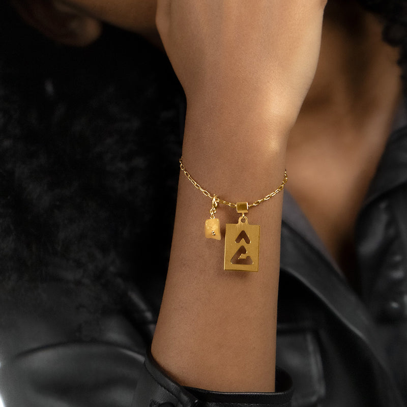 Brass Bracelet With Charms | Delta | 18K Gold Plated