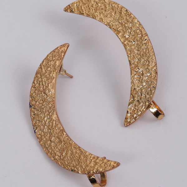 Ear Cuff Earrings | Crescent Moon Design | Gold Toned