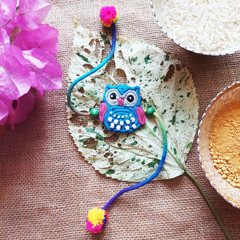 Cotton Kids Rakhi | Owl Design | Blue