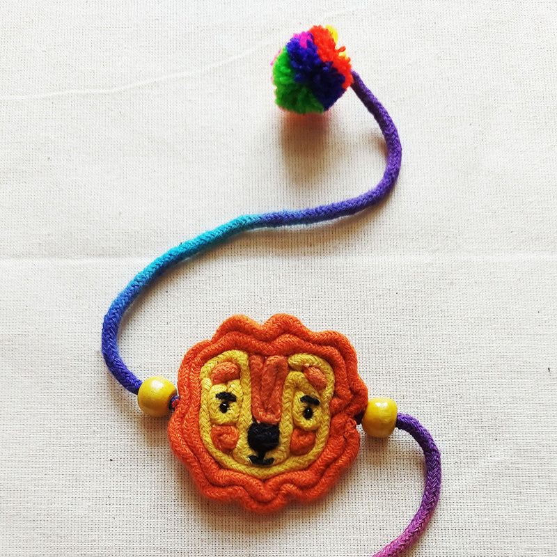 Cotton Kids Rakhi | Lion Design | Orange & Yellow