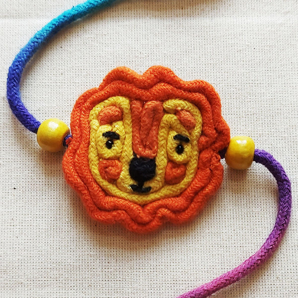 Cotton Kids Rakhi | Lion Design | Orange & Yellow