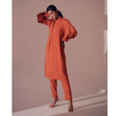 Handcrafted Tencel Modal Long Shirt | Sunset Orange