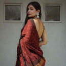 Bagru Printed Chanderi Maroon Saree