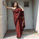 Festive Wear | Bagru Printed Chanderi Maroon Saree