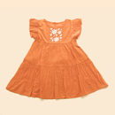 Organic Cotton Dress for Girls | Embroidered | Orange