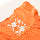 Organic Cotton Dress for Girls | Embroidered | Orange