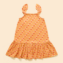 Organic Cotton Dress for Girls | Printed | Orange