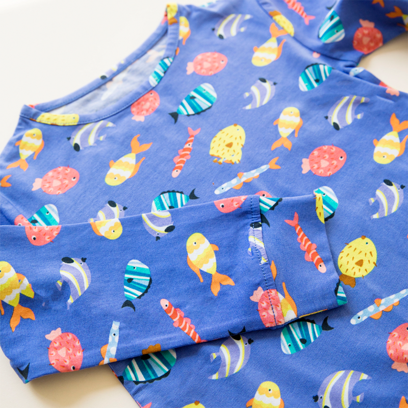 Organic Cotton Night Suit for Kids | Printed | Navy Blue