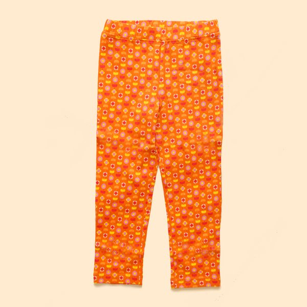 Organic Cotton Leggings for Girls | Printed | Orange