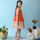 Birthday Dress | Cotton Dress for Kids | Orange & White