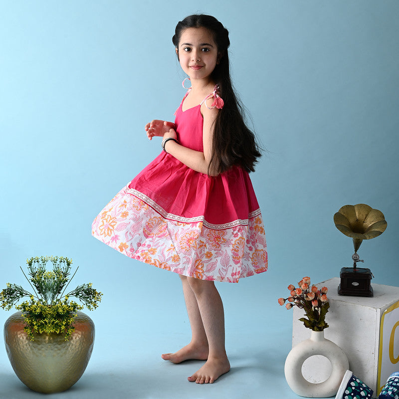 Birthday Dress | Cotton Dress for Girls | Pink & White