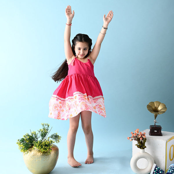 Birthday Dress | Cotton Dress for Girls | Pink & White