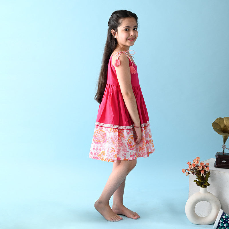 Birthday Dress | Cotton Dress for Girls | Pink & White