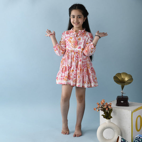 Birthday Dress | Cotton Dress for Girls | Pink & White